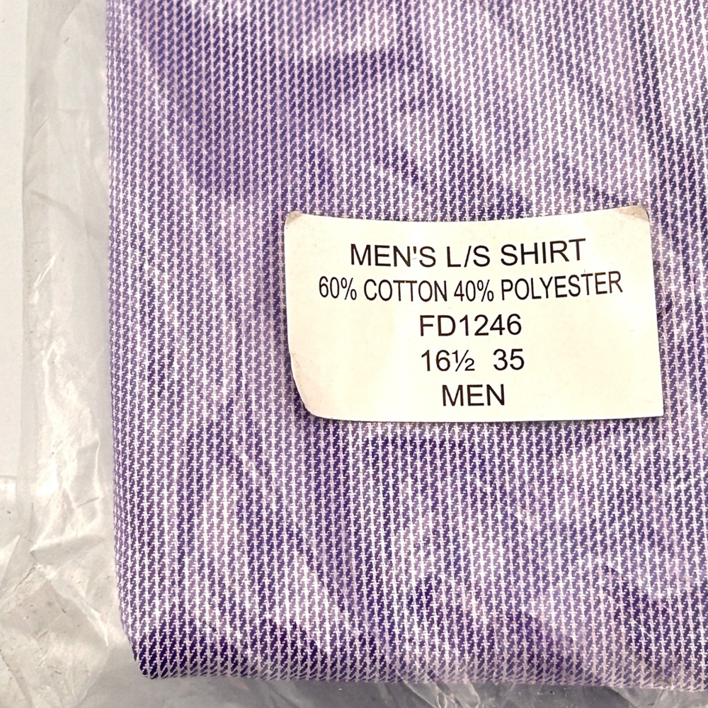 FedEx Stan Herman Mens Work Shirt Long Sleeve Micro Check Purple 16.5 35 NWT New - Picture 4 of 4